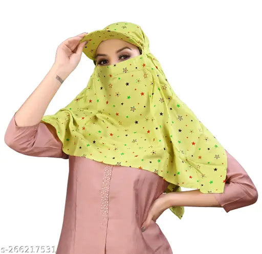Summer Sun Protection Women Cap Mask GREEN