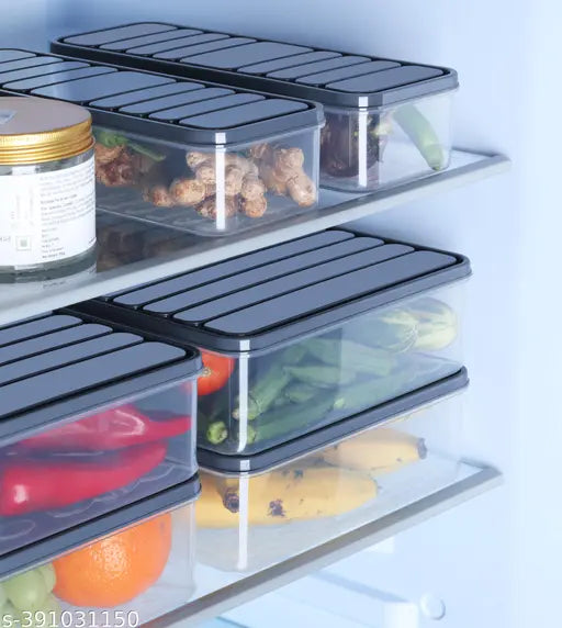 Plastic Fridge Organizers Storage Box - Multi-Use Containers (1500 ml, Pack of 6)