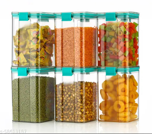 Square Airtight Modular Kitchen Storage Containers GREEN