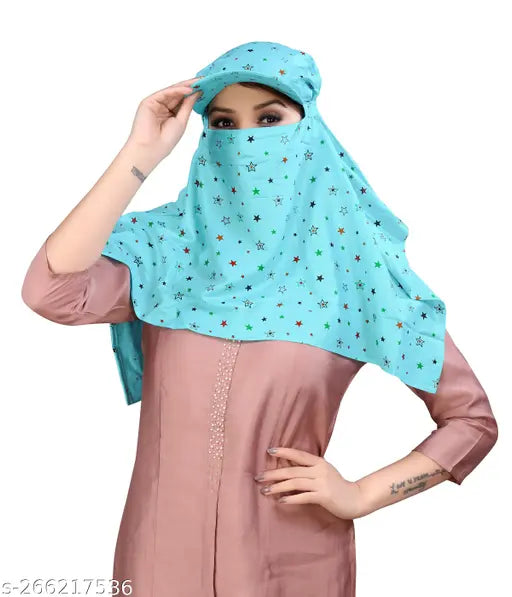 Summer Sun Protection Women Cap Mask Sky Blue