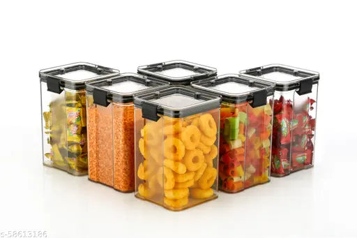 Square Airtight Modular Kitchen Storage Containers Black