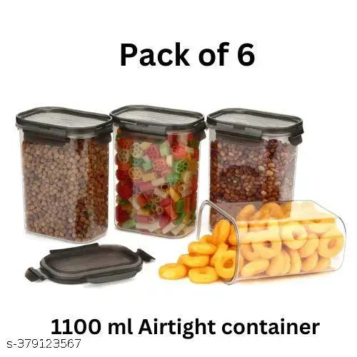 Skortix Fancy Premium Airtight Kitchen Jars & Containers - Pack of 6 (1100 ml each)