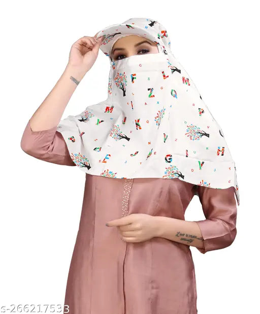 Summer Sun Protection Women Cap Mask White