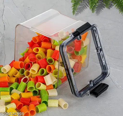 Air Tight Square Shape Kitchen Storage Container (Pack of 6 or 12 - 700ml Black)