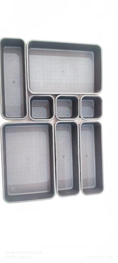 8PCS Desk Drawer Organizer - Interlocking Plastic Storage Trays
