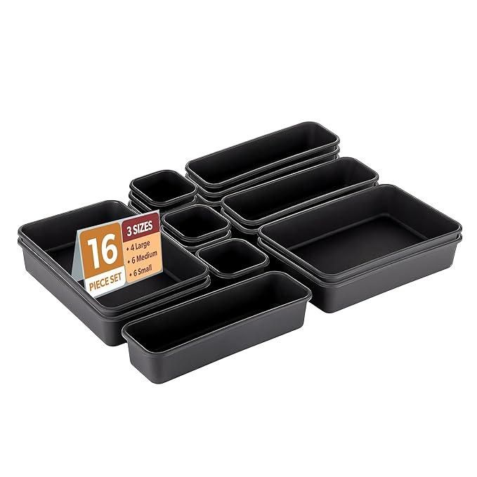 8PCS Desk Drawer Organizer - Interlocking Plastic Storage Trays