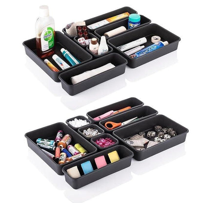 8PCS Desk Drawer Organizer - Interlocking Plastic Storage Trays